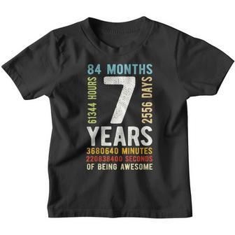 Kids 7Th Birthday 7 Years Old Vintage Retro 84 Months V2 Youth T-shirt | Mazezy