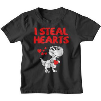 Kids Boys Valentines Day Kids Dinosaur T Rex Lover I Steal Youth T-shirt - Thegiftio UK