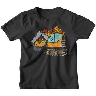 Kids Construction Vehicle Thanksgiving Pumpkin Fall Autumn Youth T-shirt - Thegiftio UK