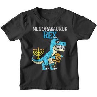 Kids Cute Hanukkah T Rex Dinosaur Menorasaurus Chanukah Boys V3 Youth T-shirt - Thegiftio UK