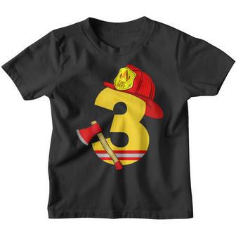 Kids Fire Truck 3Rd Birthday Boy Firefighter 3 Year Old V2 Youth T-shirt - Thegiftio UK
