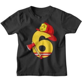 Kids Fire Truck 6Th Birthday Boy Firefighter 6 Year Old V2 Youth T-shirt - Thegiftio UK