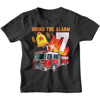 Kids Fire Truck 7Th Birthday Boy Firefighter 7 Year Old V2 Youth T-shirt - Thegiftio UK