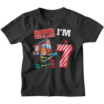 Kids Fire Truck 7Th Birthday Boy Firefighter 7 Year Old Youth T-shirt - Thegiftio UK