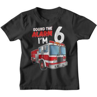 Kids Fire Truck Firefighter Boy 6Th Birthday 6 Years Old Youth T-shirt | Mazezy