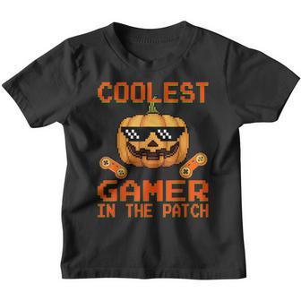 Kids Halloween Coolest Gamer In The Patch Boys Girls Pumpkin V4 Youth T-shirt - Thegiftio UK