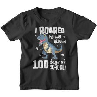 Kids I Roared My Way Through 100 Days Of School T Rex Youth T-shirt - Thegiftio UK