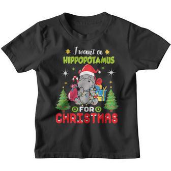 Kids I Want A Hippopotamus Christmas Xmas Hippo Youth T-shirt - Thegiftio UK