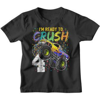Kids Im Ready To Crush 4 Monster Truck 4Th Birthday Shirt Boys Youth T-shirt | Mazezy DE
