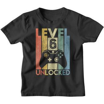 Kids Level 6 Unlocked Shirt Funny Video Gamer 6Th Birthday Gift Youth T-shirt | Mazezy