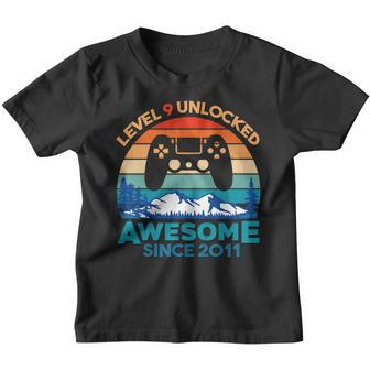 Kids Level 9 Unlocked Birthday Boy 9 Years Old Awesome Since 2011 Youth T-shirt | Mazezy DE
