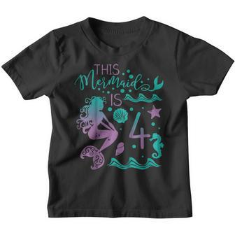 Kids Mermaid 4Th Birthday Shirt -Gifts For Kids Love Mermaid Youth T-shirt | Mazezy