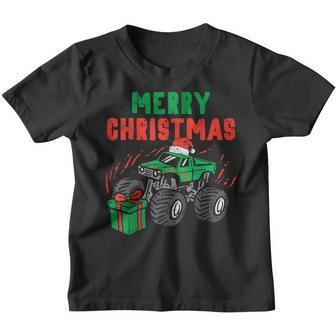 Kids Merry Christmas Monster Truck Toddler Boys Xmas Kids Youth T-shirt - Seseable