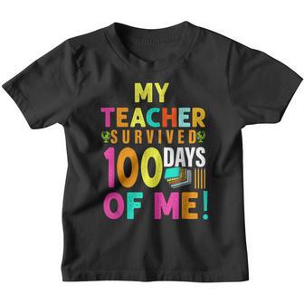 Kids My Teacher Survived 100 Days Of Me 100Th Day Of School Youth T-shirt - Thegiftio UK