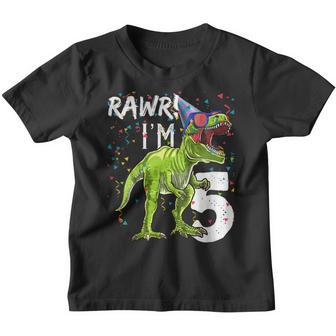Kids Rawr Im 5 5Th Birthday Dinosaur Shirts Boys Dinosaur Gift Youth T-shirt | Mazezy