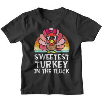 Kids Sweetest Turkey In The Flock Toddler Girl Thanksgiving V2 Youth T-shirt - Thegiftio UK