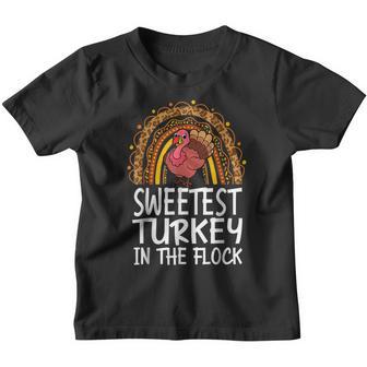 Kids Sweetest Turkey In The Flock Toddler Girl Thanksgiving Youth T-shirt - Thegiftio UK