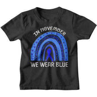Kids T1d Diabetes Awareness In November We Wear Blue Rainbow V2 Youth T-shirt - Thegiftio UK