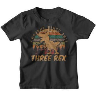 Kids Three Rex 3Rd Birthday Gifts Third Dinosaur 3 Year Old Youth T-shirt | Mazezy DE