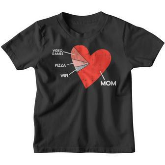 Kids Video Games Pizza Wifi Mom Heart Kid Baby Boy Youth T-shirt - Seseable