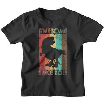 Kids Vintage Dinosaurs Awesome 2015 4Th Birthday Boy Gift Shirts Youth T-shirt | Mazezy