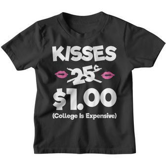 Kisses 25 Cents Girls Boys Funny Kids Valentines Day Youth T-shirt | Mazezy