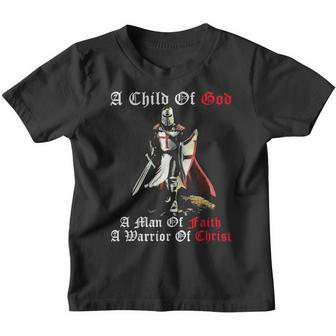 Knight Templar T Shirt - A Child Of God A Man Of Faith A Warrior Of Christ - Knight Templar Store Youth T-shirt - Thegiftio UK