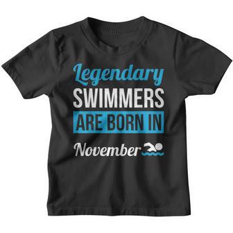 Legendary-Swimmers Are-Born In-November Swimming Gift Youth T-shirt - Thegiftio UK