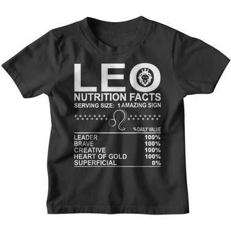 Leo Nutrition Facts July August Birthday Zodiac Sign Mom Dad Youth T-shirt - Thegiftio UK