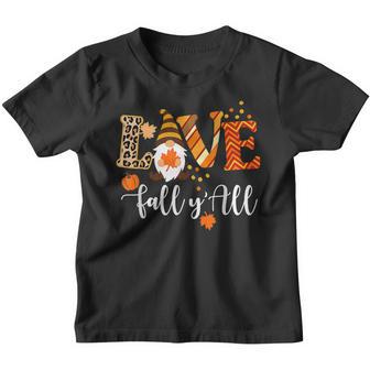 Leopard Love Fall Yall Gnome Pumpkin Autumn Thanksgiving Youth T-shirt - Thegiftio UK
