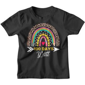 Leopard Rainbow 100 Days Yall 100Th Day Of School Teacher Youth T-shirt - Thegiftio UK
