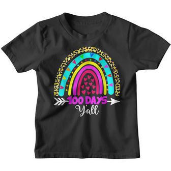 Leopard Rainbow 100 Days Yall 100Th Day Of School Teacher Youth T-shirt - Thegiftio UK