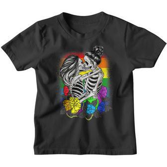 Lesbian Skeleton Couple Lesbian Pride For Halloween Costume Youth T-shirt - Thegiftio UK