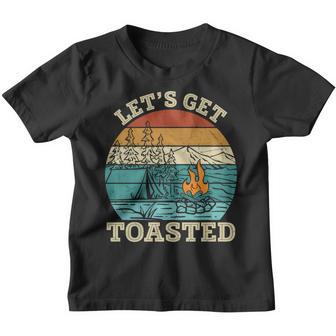 Lets Get Toasted Vintage Camping Style Campfire Youth T-shirt - Thegiftio UK