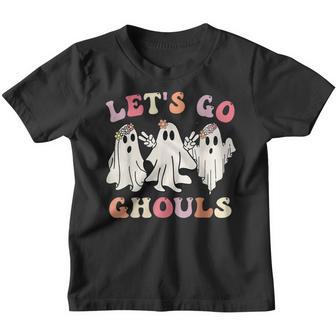 Lets Go Ghouls Ghost Halloween Groovy Funny Halloween Ghost Youth T-shirt - Thegiftio UK