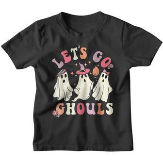 Lets Go Ghouls Halloween Ghost Outfit Costume Retro Groovy Youth T-shirt - Thegiftio UK