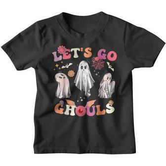 Lets Go Ghouls Halloween Retro Groovy Ghost Costumes Youth T-shirt - Thegiftio UK