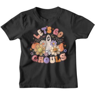 Lets Go Ghouls Retro Groovy Halloween Ghost Pumpkin Youth T-shirt - Thegiftio UK