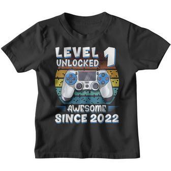 Level 1 Unlocked Awesome Since 2022 1Th Birthday Boys Gifts Youth T-shirt - Thegiftio UK