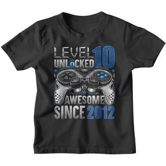 Level 10 Unlocked Awesome Since 2012 10Th Birthday Gifts Boy Youth T-shirt - Thegiftio UK