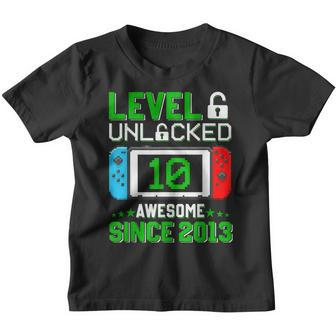Level 10 Unlocked Video Gamer 10 Year Old 10Th Birthday Boy Youth T-shirt - Seseable