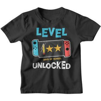 Level 100 Days Of School Unlocked Funny Kids Back To School Youth T-shirt - Thegiftio UK