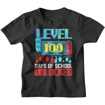 Level 100 Days Of School Unlocked Gamer Video Games Boys Kid V2 Youth T-shirt - Thegiftio UK