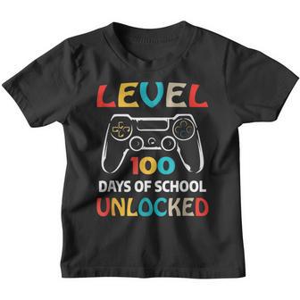 Level 100 Days Of School Unlocked Gamer Video Games Boys V12 Youth T-shirt - Thegiftio UK