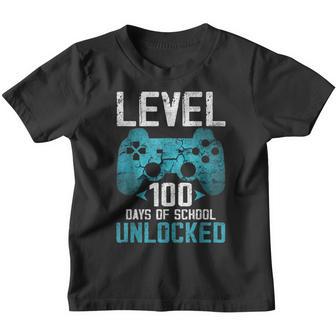 Level 100 Days Of School Unlocked Gamer Video Games Boys V13 Youth T-shirt - Thegiftio UK