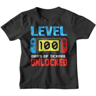 Level 100 Days Of School Unlocked Gamer Video Games Boys V16 Youth T-shirt - Thegiftio UK