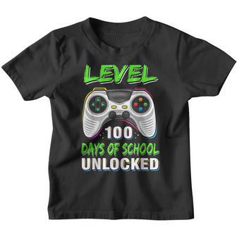 Level 100 Days Of School Unlocked Gamer Video Games Boys V19 Youth T-shirt - Thegiftio UK