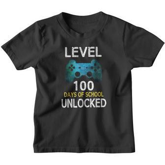 Level 100 Days Of School Unlocked Gamer Video Games Boys V2 Youth T-shirt - Thegiftio UK