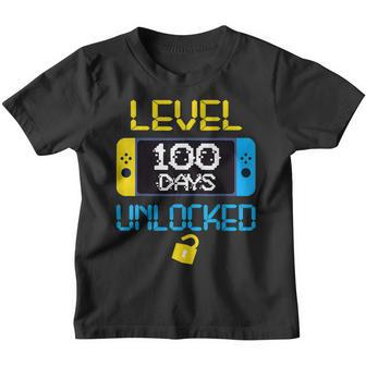 Level 100 Days Of School Unlocked Gamer Video Games Boys V20 Youth T-shirt - Thegiftio UK