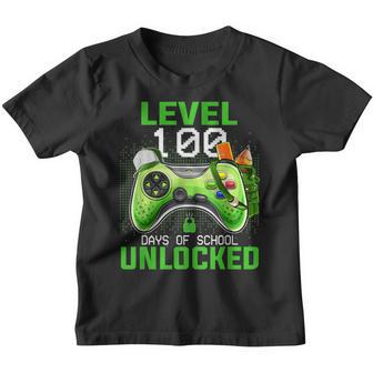 Level 100 Days Of School Unlocked Gamer Video Games Boys V5 Youth T-shirt - Thegiftio UK